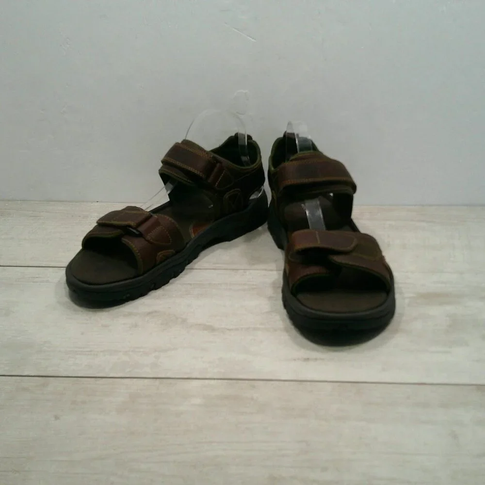 Rockport Men's Rocklake Brown Conag Brown Leather Sport Sandals Size 13 M